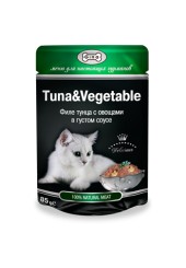 Gina консервы для кошек филе тунца с овощами в густом соусе пауч 85 гр.